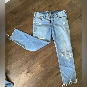 Distressed, light wash jeans!